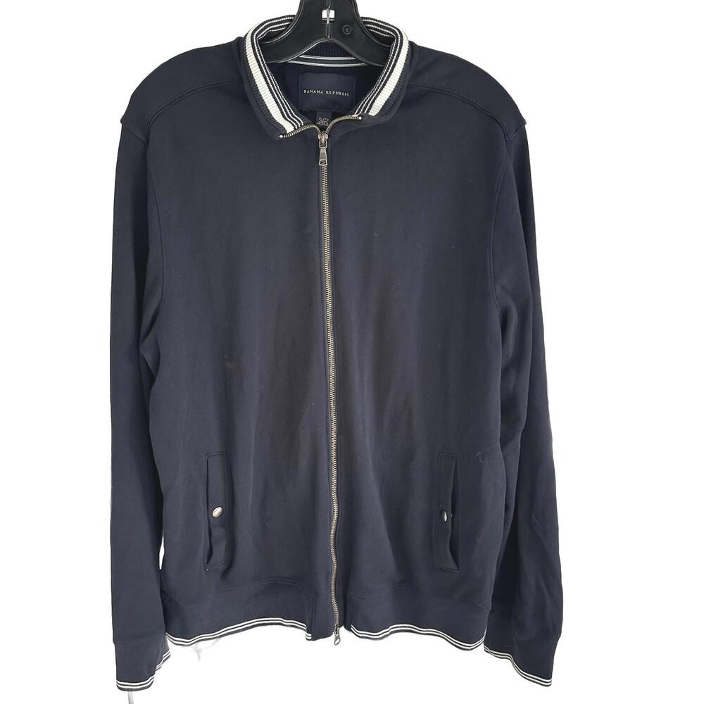 Banana Republic Men's100% Cotton Navy Mock Neck Zip-Up Sweater - XL